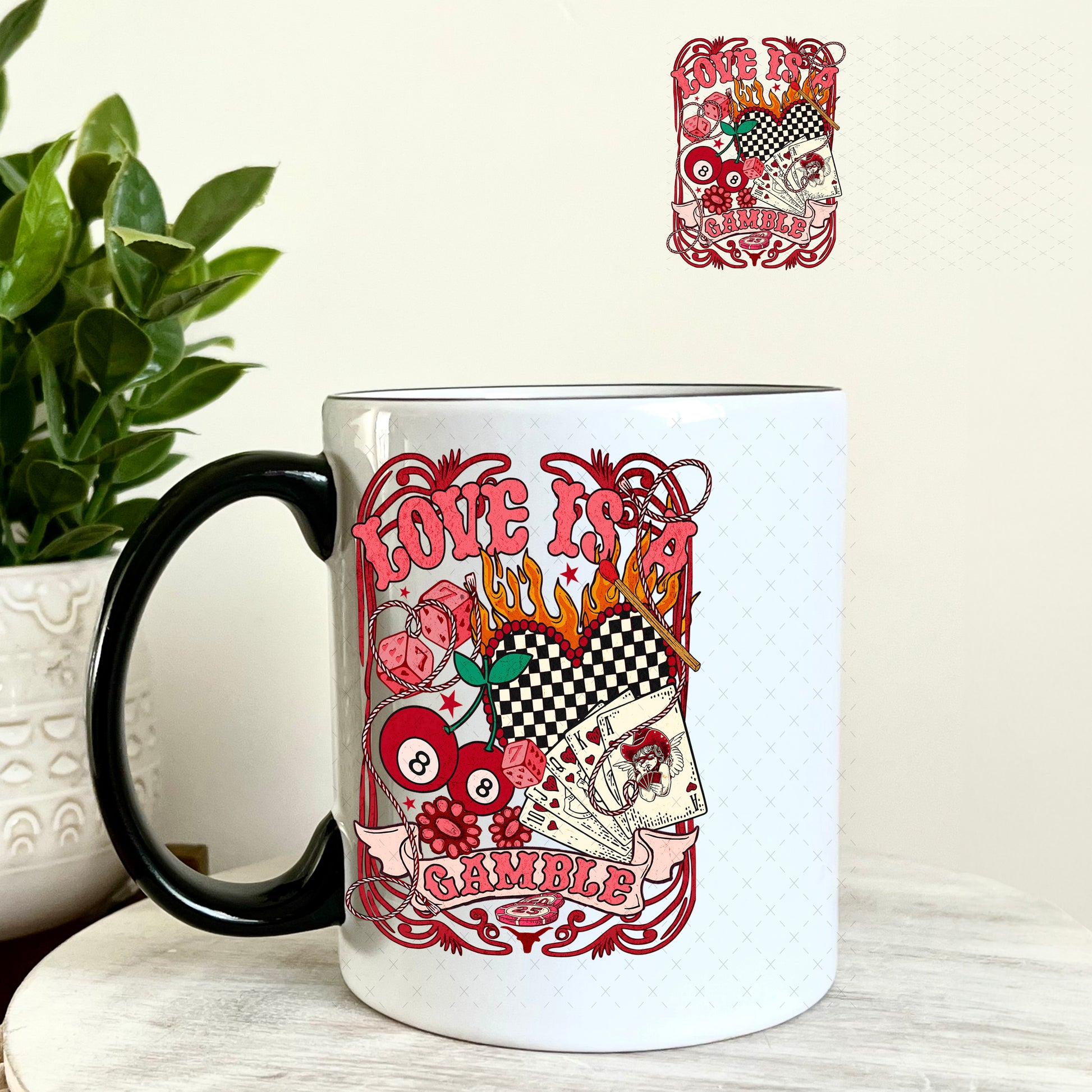 UV DTF Decal - Love is a Gamble 11oz Coffee Mug Weefers
