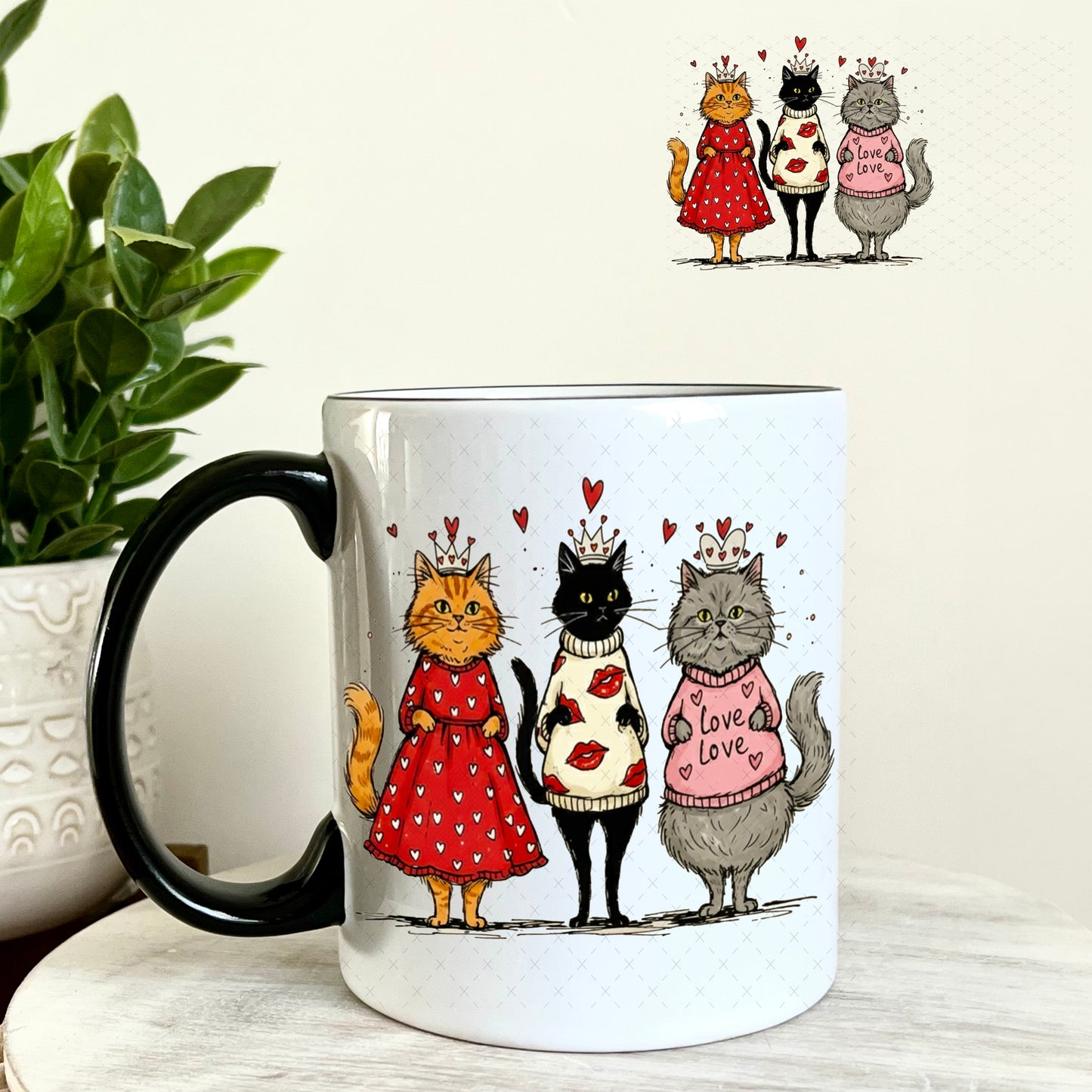 UV DTF Decal - Granny Cats Valentine's Day 11oz Coffee Mug Weefers