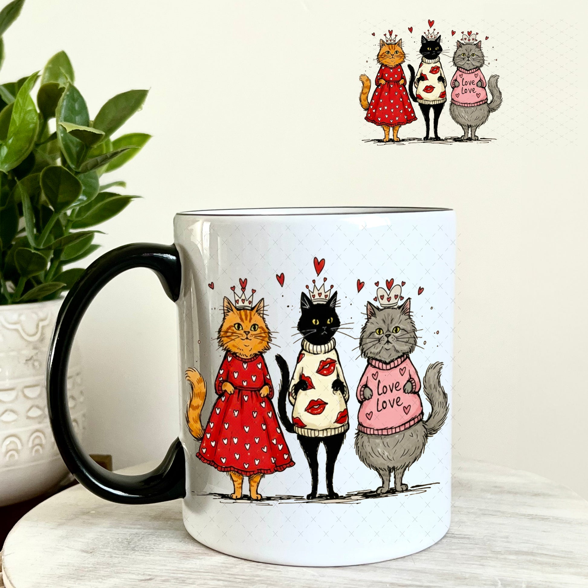 UV DTF Decal - Granny Cats Valentine's Day 11oz Coffee Mug Weefers