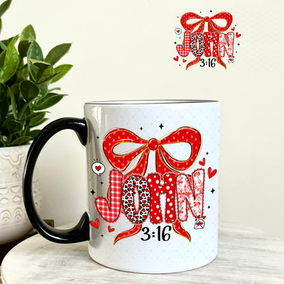 UV DTF Decal - John 3:16 Valentine's Day 11oz Coffee Mug Weefers