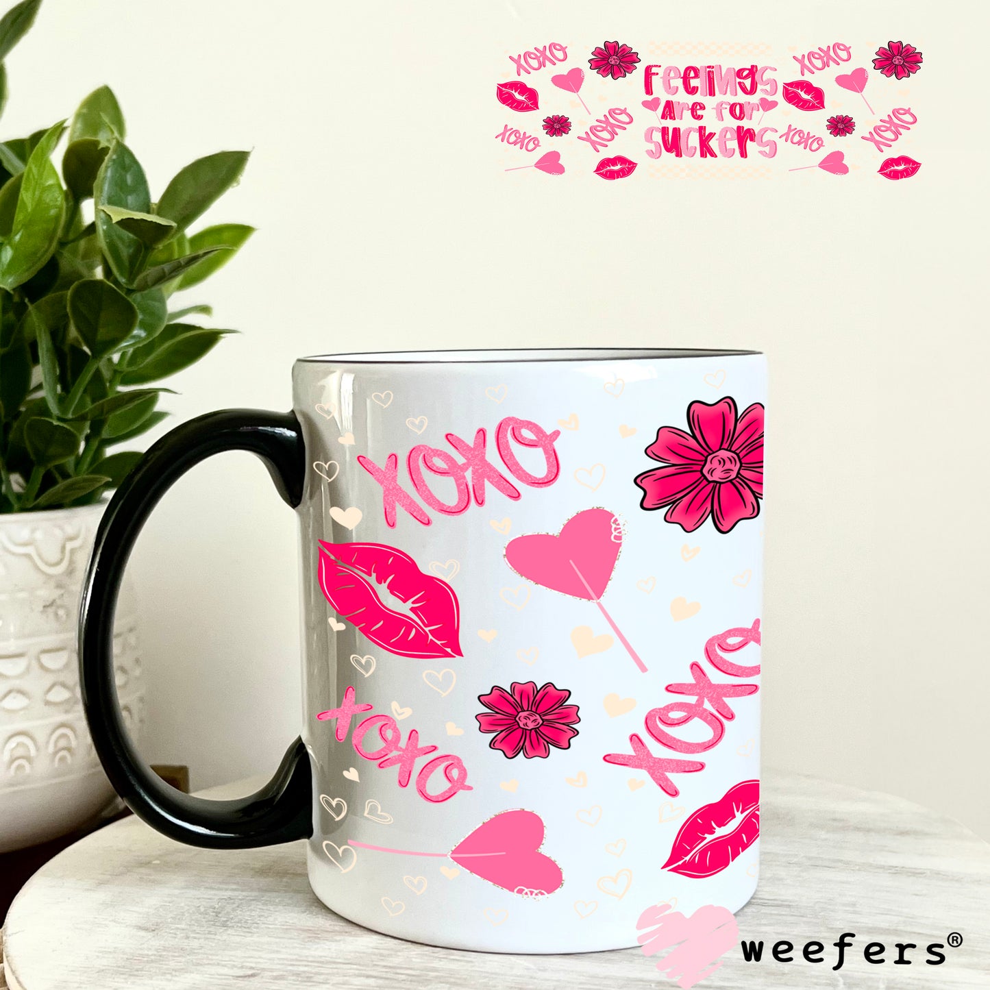 UV DTF Cup Wrap – Feelings are for Suckers Valentine's Day 11oz Coffee Mug Weefers