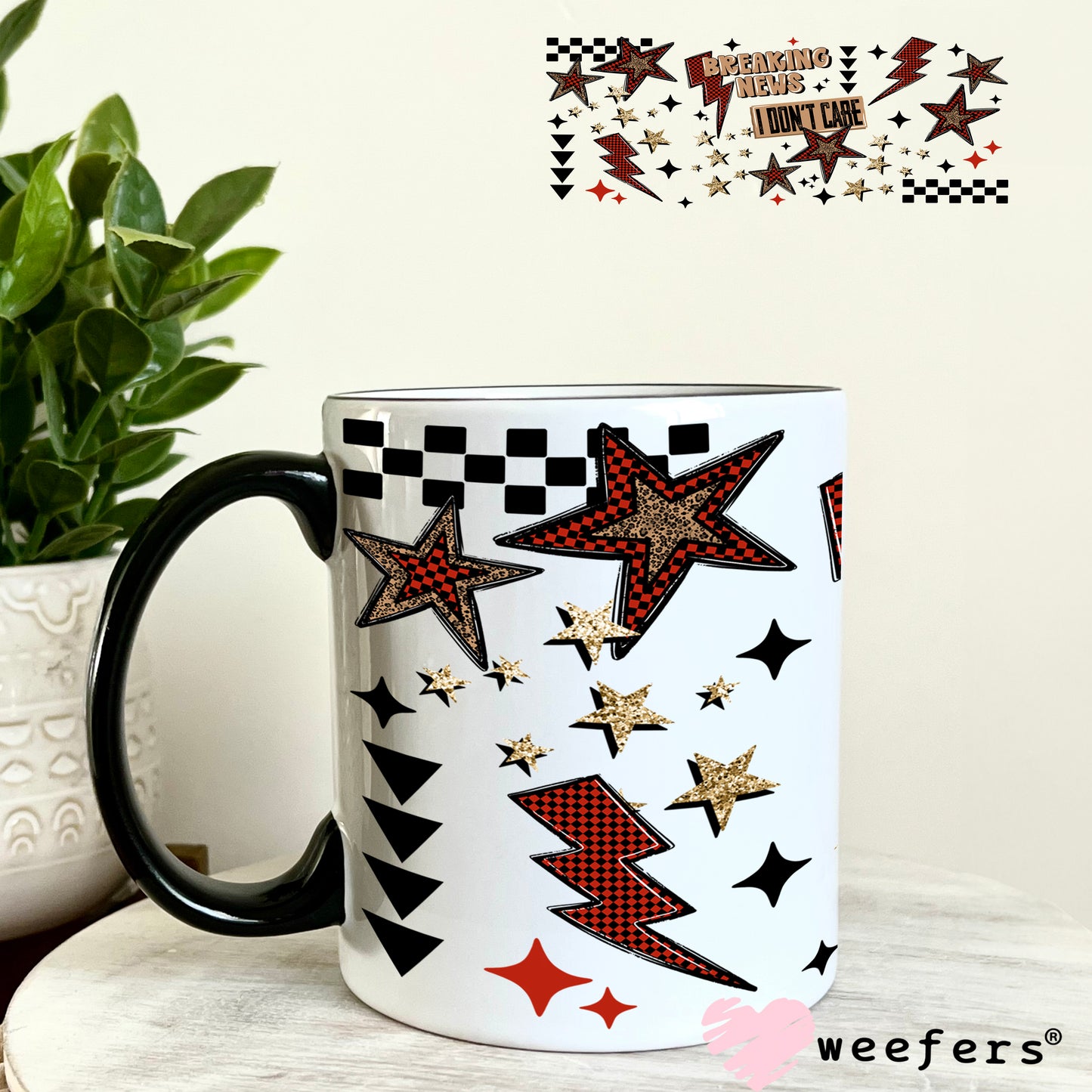 UV DTF Cup Wrap – Breaking News I Don't Care 11oz Coffee Mug Weefers