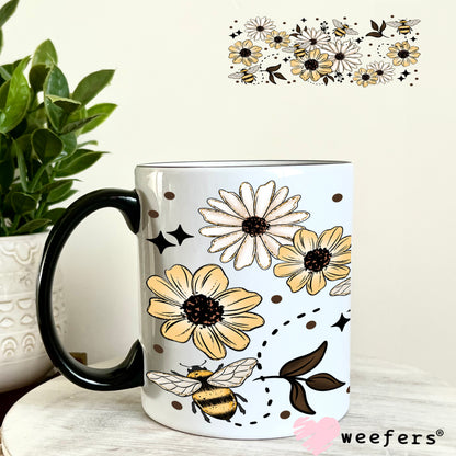 UV DTF Cup Wrap – White and Lemon Yellow Flowers 11oz Coffee Mug Weefers