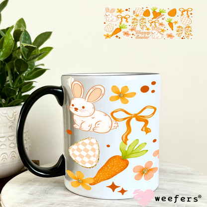 UV DTF Cup Wrap – Happy Easter Carrots and Bows 11oz Coffee Mug Weefers