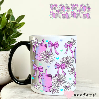 UV DTF Cup Wrap – Purple Tumblers and White Flowers 11oz Coffee Mug Weefers
