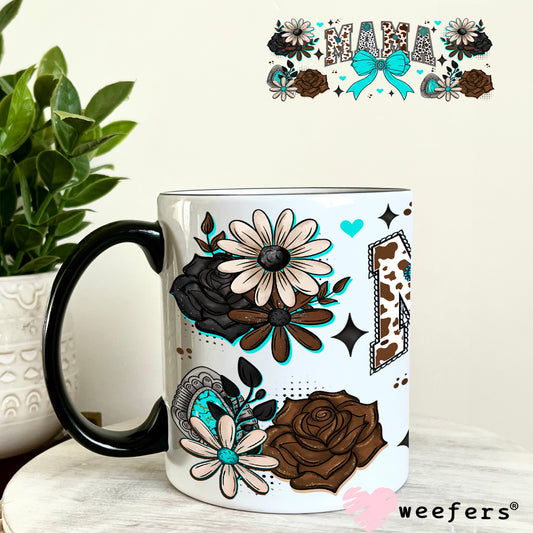 UV DTF Cup Wrap – Western Mama Teal and Brown 11oz Coffee Mug Weefers