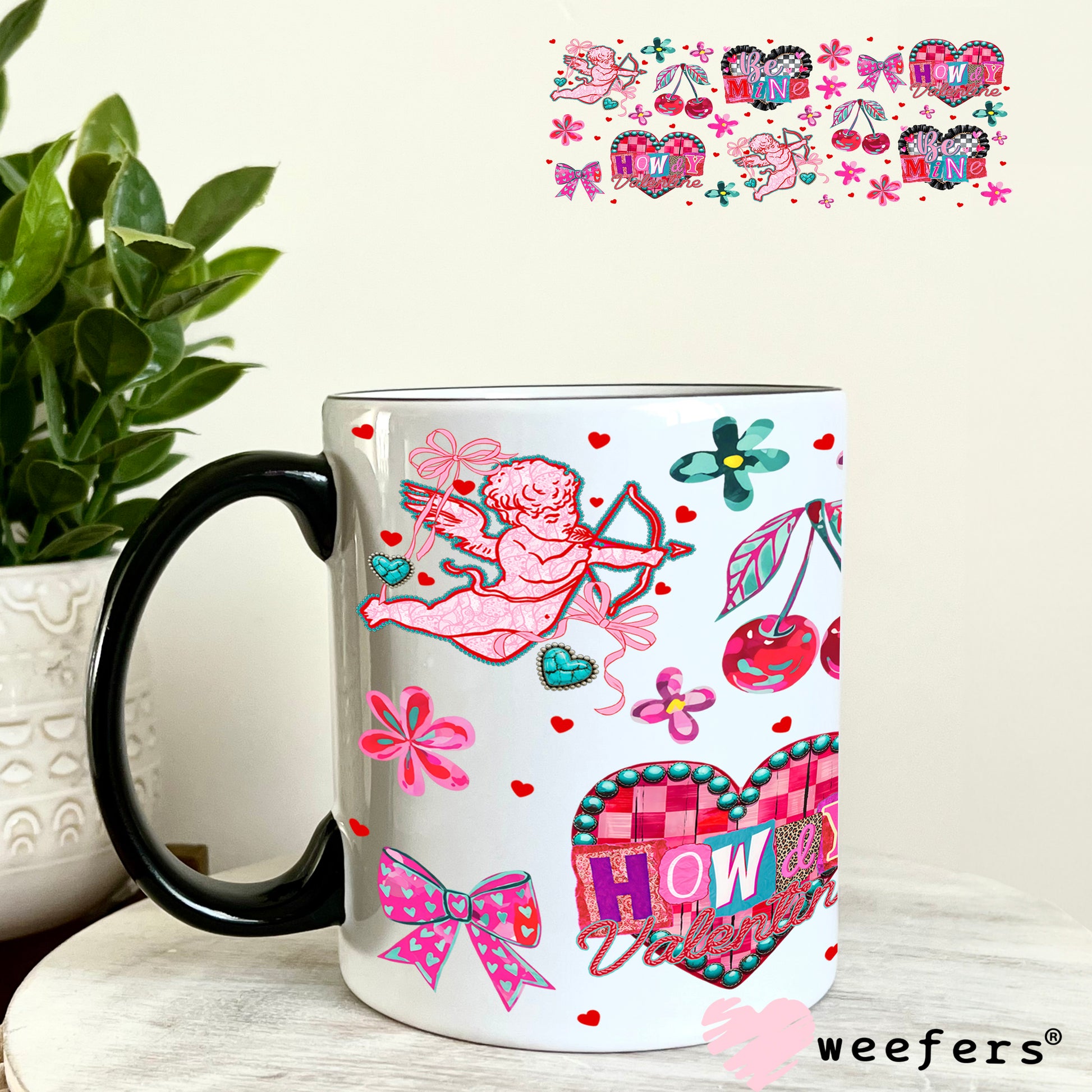 UV DTF Cup Wrap – Cupid Howdy Valentine - Weefers Exclusive 11oz Coffee Mug Weefers