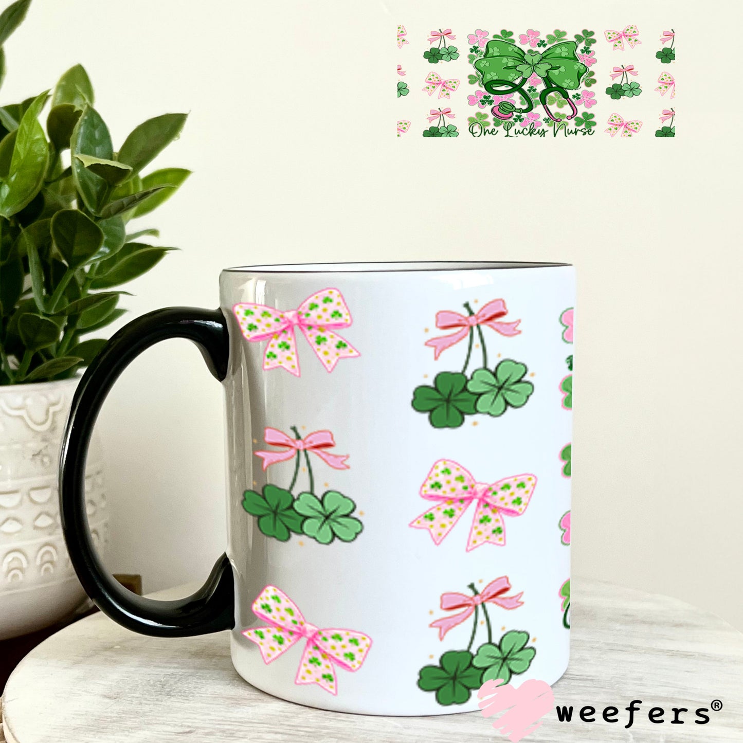 UV DTF Cup Wrap – One Lucky Nurse - Weefers Exclusive 11oz Coffee Mug Cup Wrap Weefers