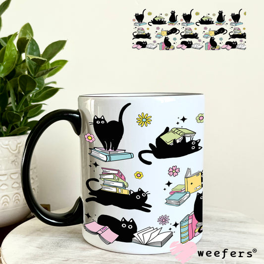 UV DTF Cup Wrap – Black Cats and Books 11oz Coffee Mug Weefers