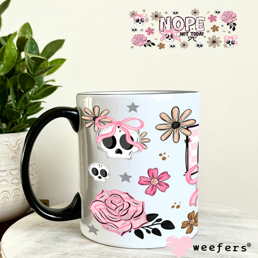 UV DTF Cup Wrap – Nope Not Today Pinks and Browns 11oz Coffee Mug Weefers