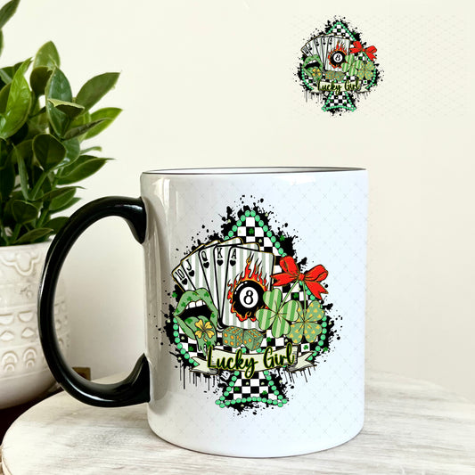 UV DTF Decal - Lucky Girl St. Patrick's Western 11oz Coffee Mug Weefers