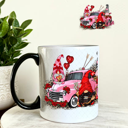 UV DTF Decal - Gnomes Pink Truck Valentine's Day 11oz Coffee Mug Weefers
