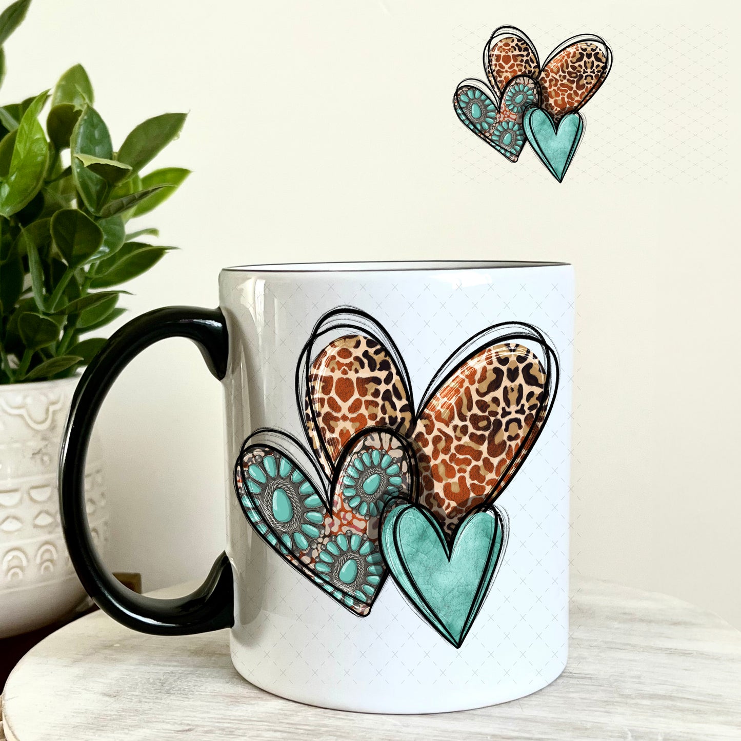 UV DTF Decal - Western Hearts 11oz Coffee Mug Weefers