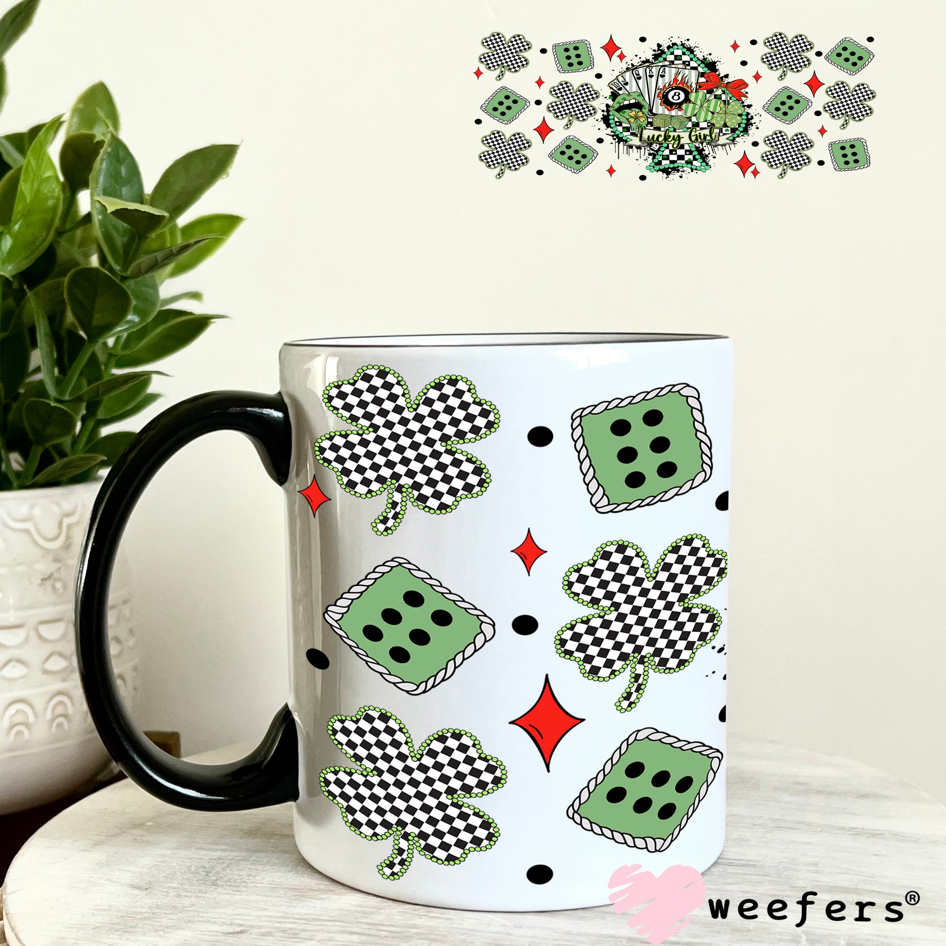 UV DTF Cup Wrap – Lucky Girl Western St Patrick's Day - Weefers Exclusive 11oz Coffee Mug Weefers