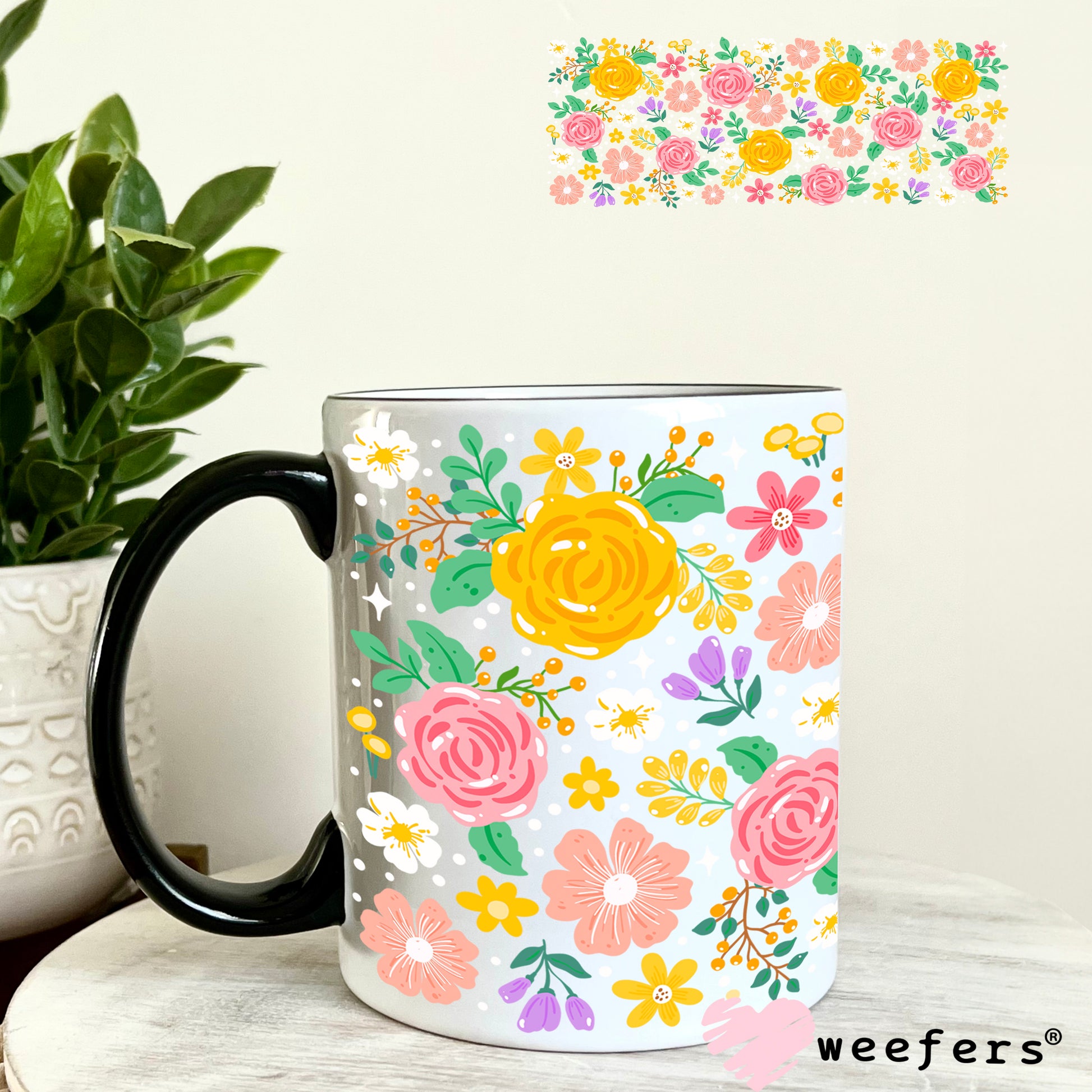 UV DTF Cup Wrap – Spring Roses 11oz Coffee Mug Weefers