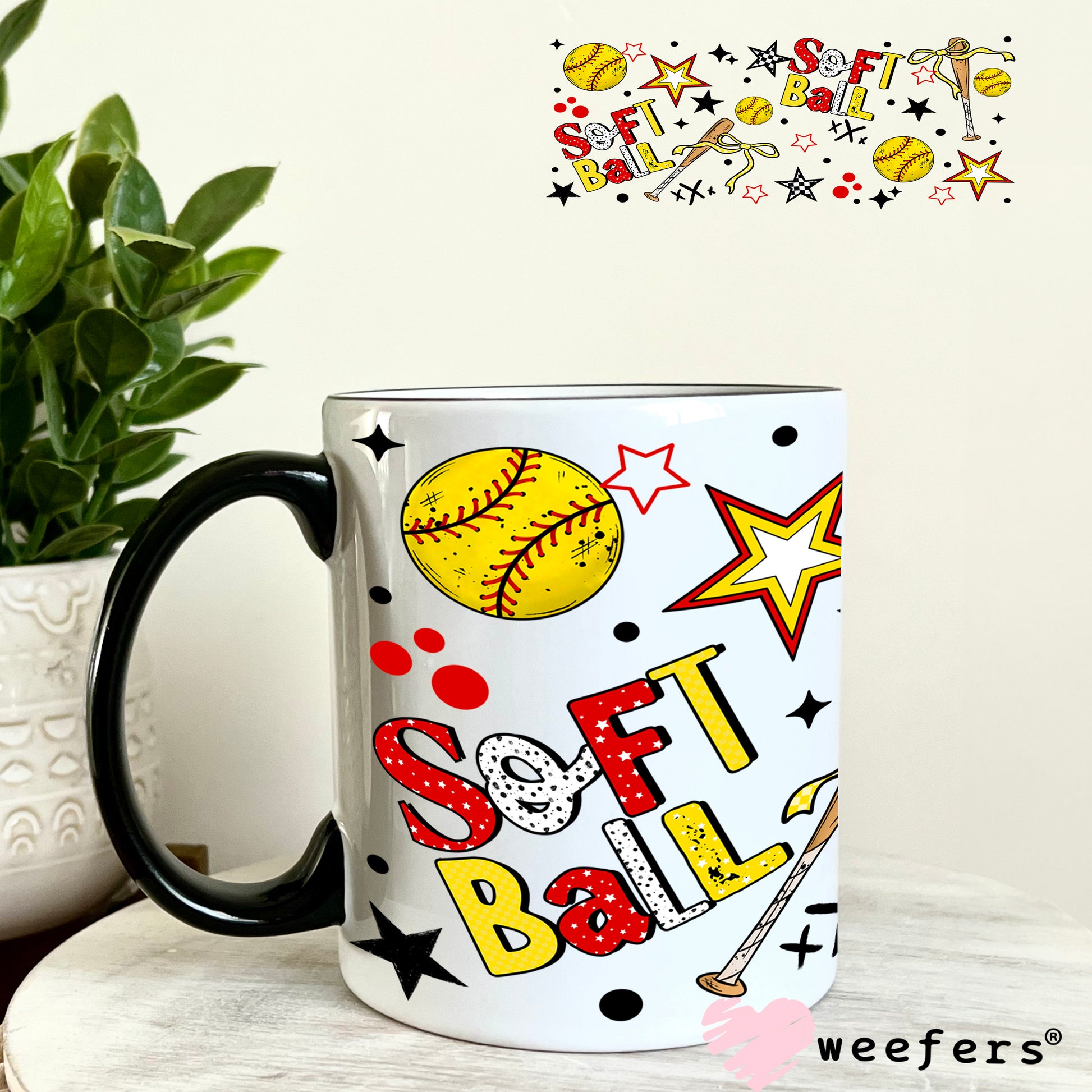 UV DTF Cup Wrap – Softball Bats and Balls 11oz Coffee Mug Weefers