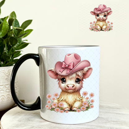 UV DTF Decal - Cowgirl Highlander Cow 11oz Coffee Mug Weefers