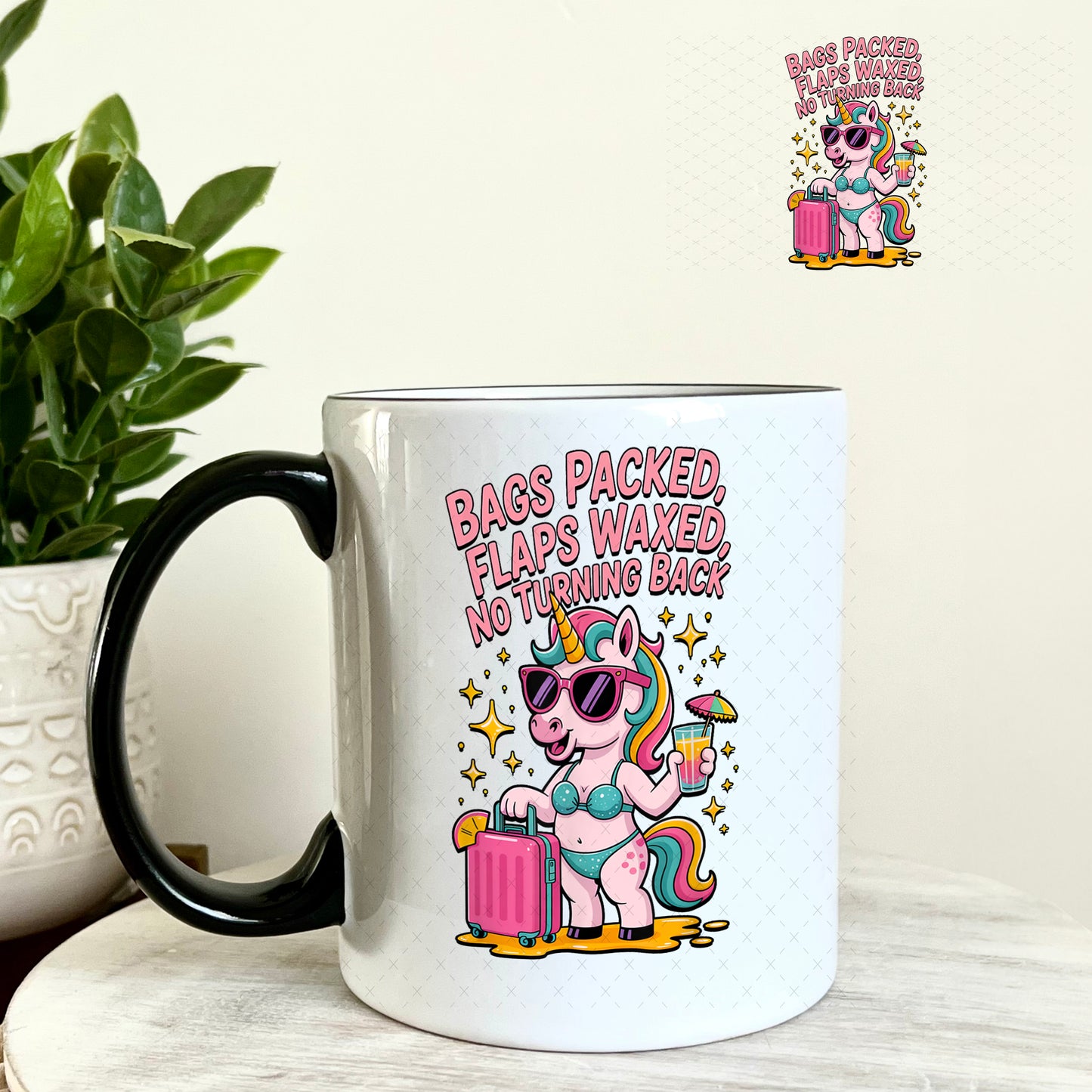 UV DTF Decal - Bags Packed Flaps Waxed No Turning Back 11oz Coffee Mug Weefers