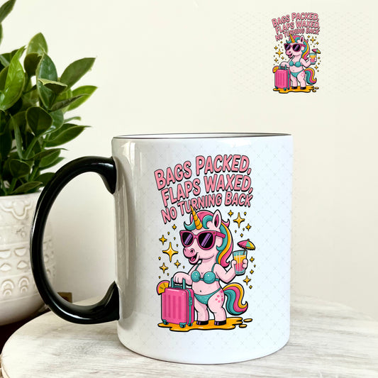 UV DTF Decal - Bags Packed Flaps Waxed No Turning Back 11oz Coffee Mug Weefers