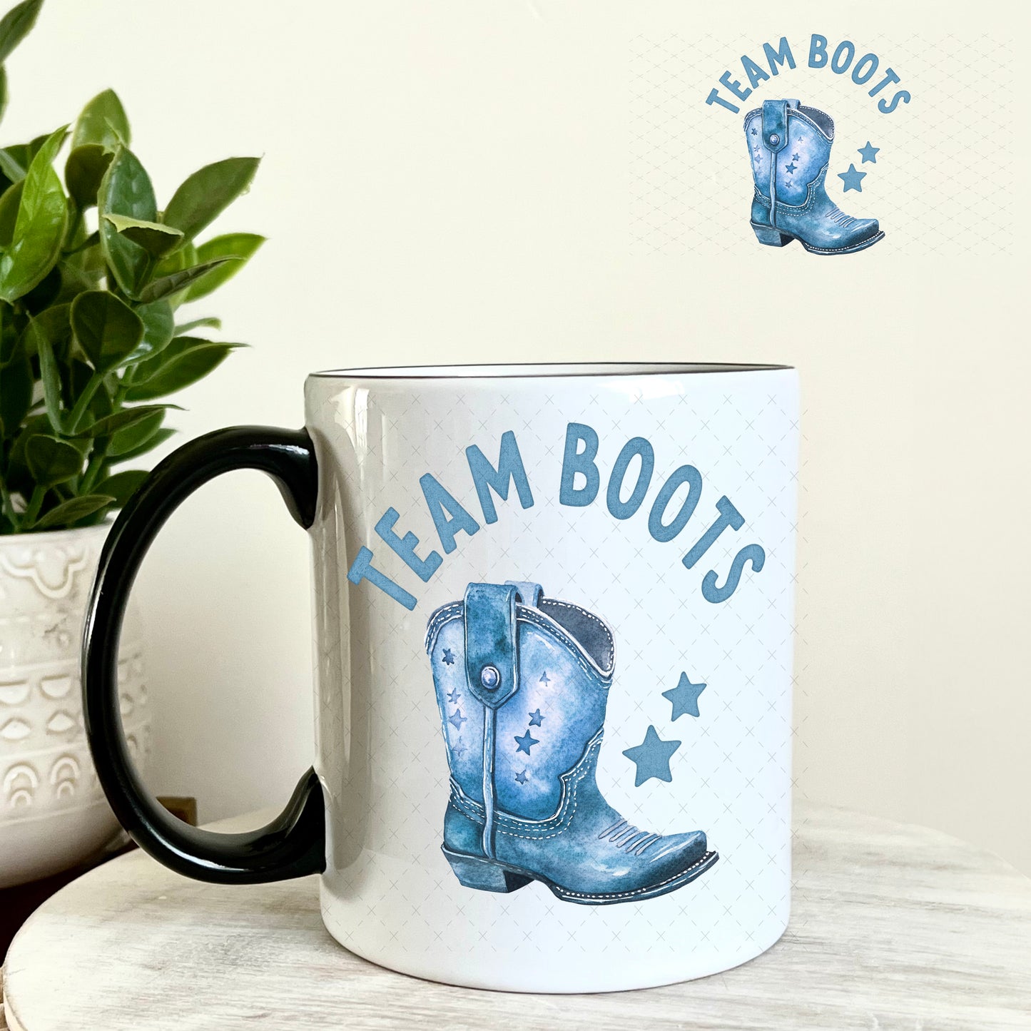 UV DTF Decal - Team Boots Baby Shower Gender Reveal Boy 11oz Coffee Mug Weefers