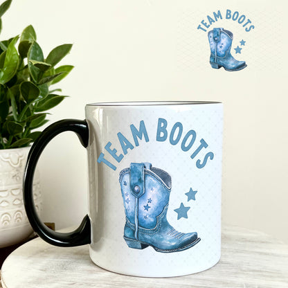 UV DTF Decal - Team Boots Baby Shower Gender Reveal Boy 11oz Coffee Mug Weefers