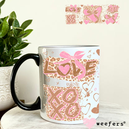 UV DTF Cup Wrap – Cheetah Brown and Pink Valentine's Day 11oz Coffee Mug Weefers