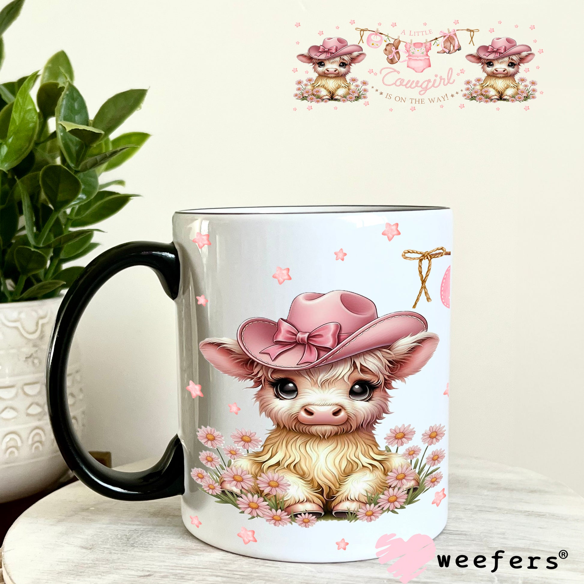 UV DTF Cup Wrap – A Little Cowgirl is on the Way - Weefers Exclusive 11oz Coffee Mug Weefers
