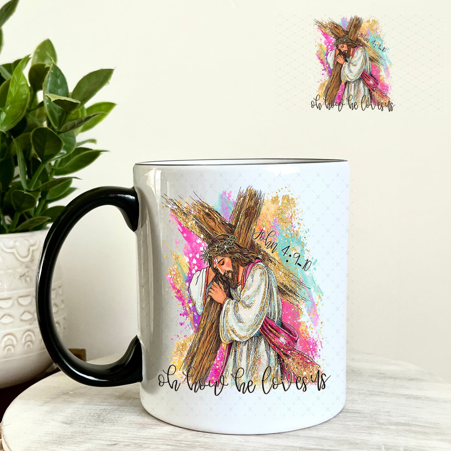 UV DTF Decal - Oh How He Loves Us 11oz Coffee Mug Weefers