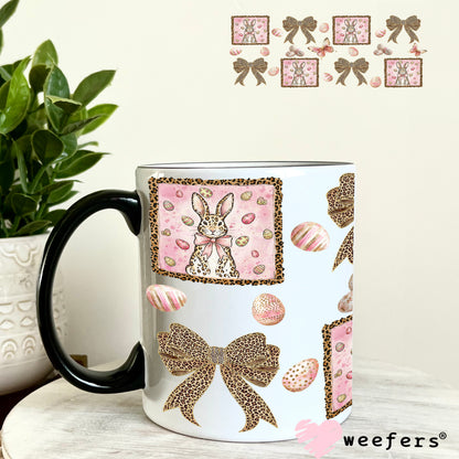 UV DTF Cup Wrap – Rose Gold Bunnies and Bows - Weefers Exclusive 11oz Coffee Mug Weefers