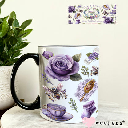 UV DTF Cup Wrap – Regency Garden Spill the Tea - Weefers Exclusive 11oz Coffee Mug Cup Wrap Weefers