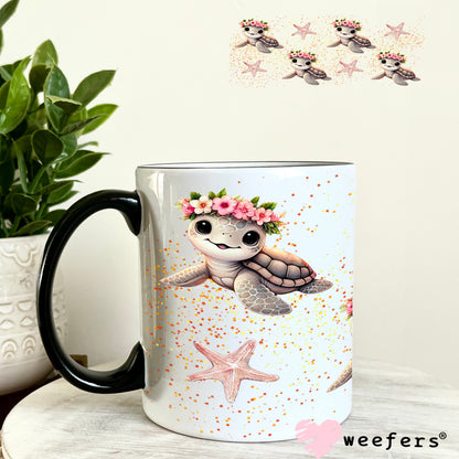 UV DTF Cup Wrap – Baby Sea Turtles Tan and Peach 11oz Coffee Mug Weefers