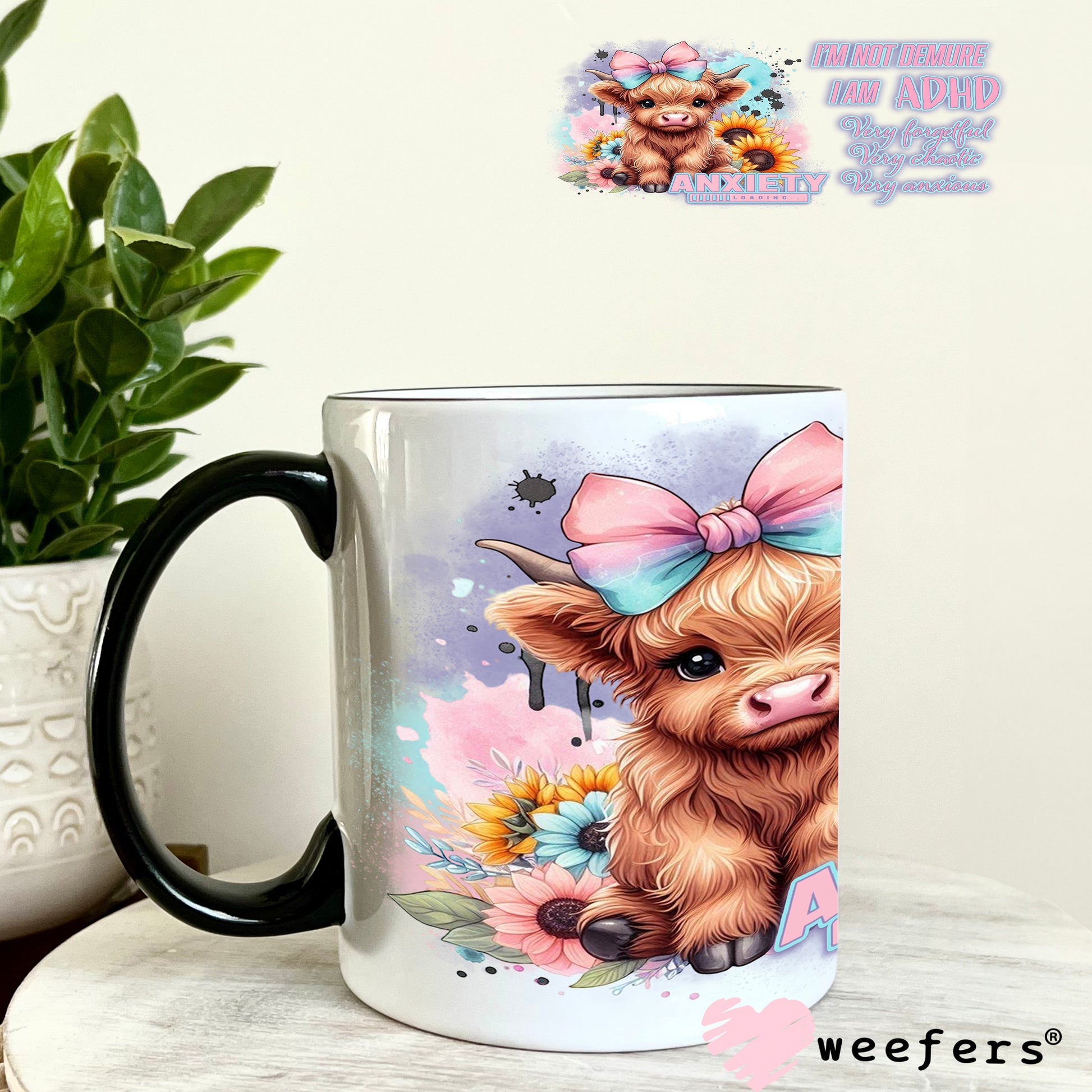 UV DTF Cup Wrap – I'm not Demure Cute Highlander Cow 11oz Coffee Mug Weefers