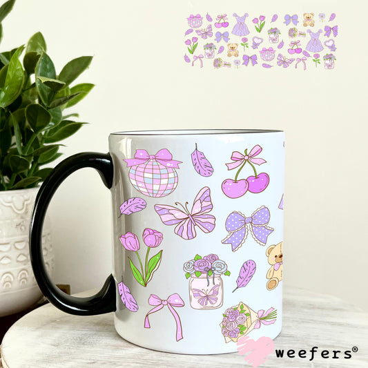 UV DTF Cup Wrap – Cottagecore Purple Girly 11oz Coffee Mug Weefers