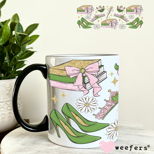 UV DTF Cup Wrap – Princess Vibes Green and Pink 11oz Coffee Mug Weefers