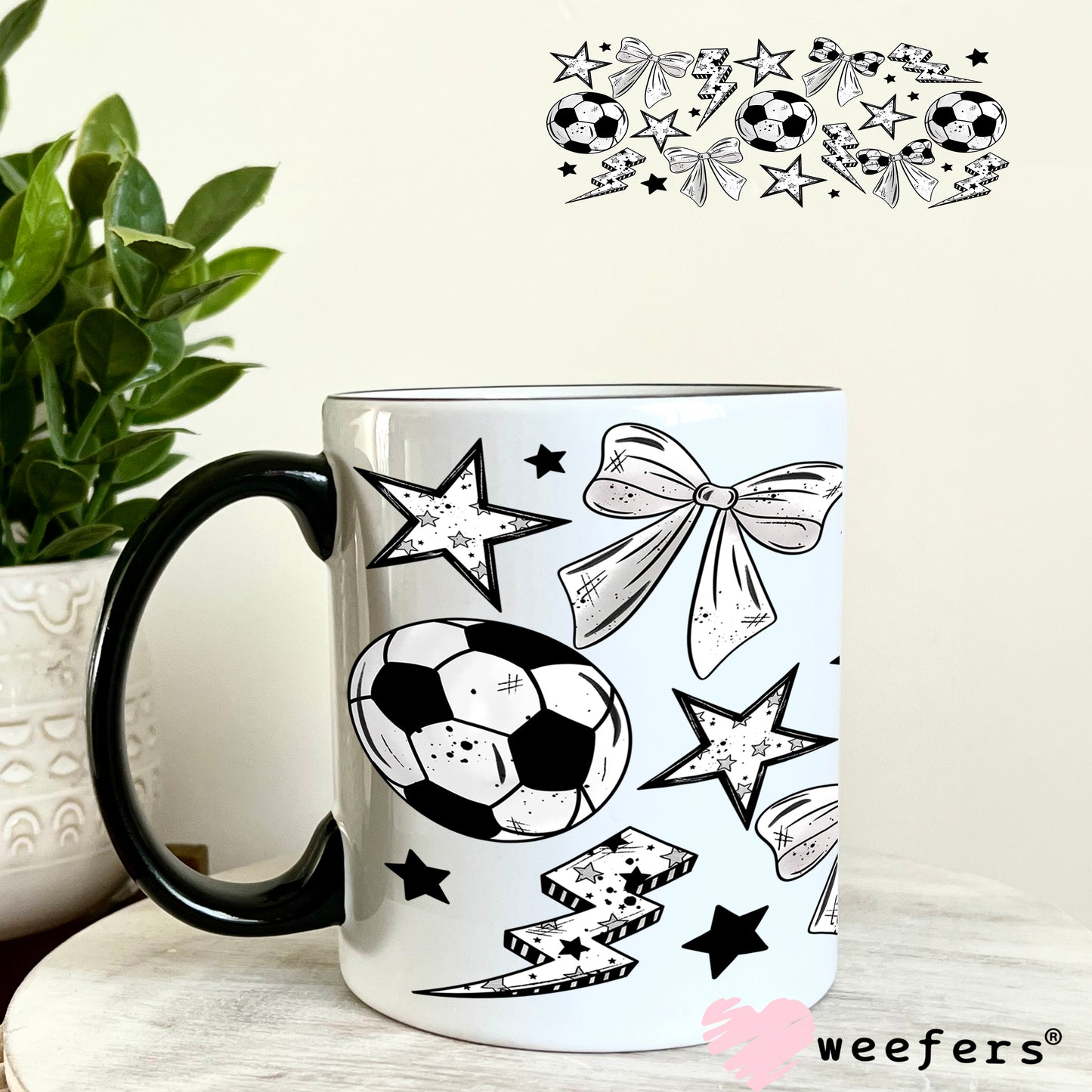 UV DTF Cup Wrap – Soccer Black and White 11oz Coffee Mug Weefers