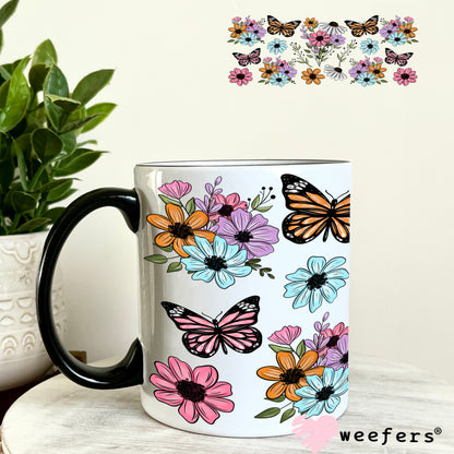 UV DTF Cup Wrap – Butterflies and Flowers 11oz Coffee Mug Weefers