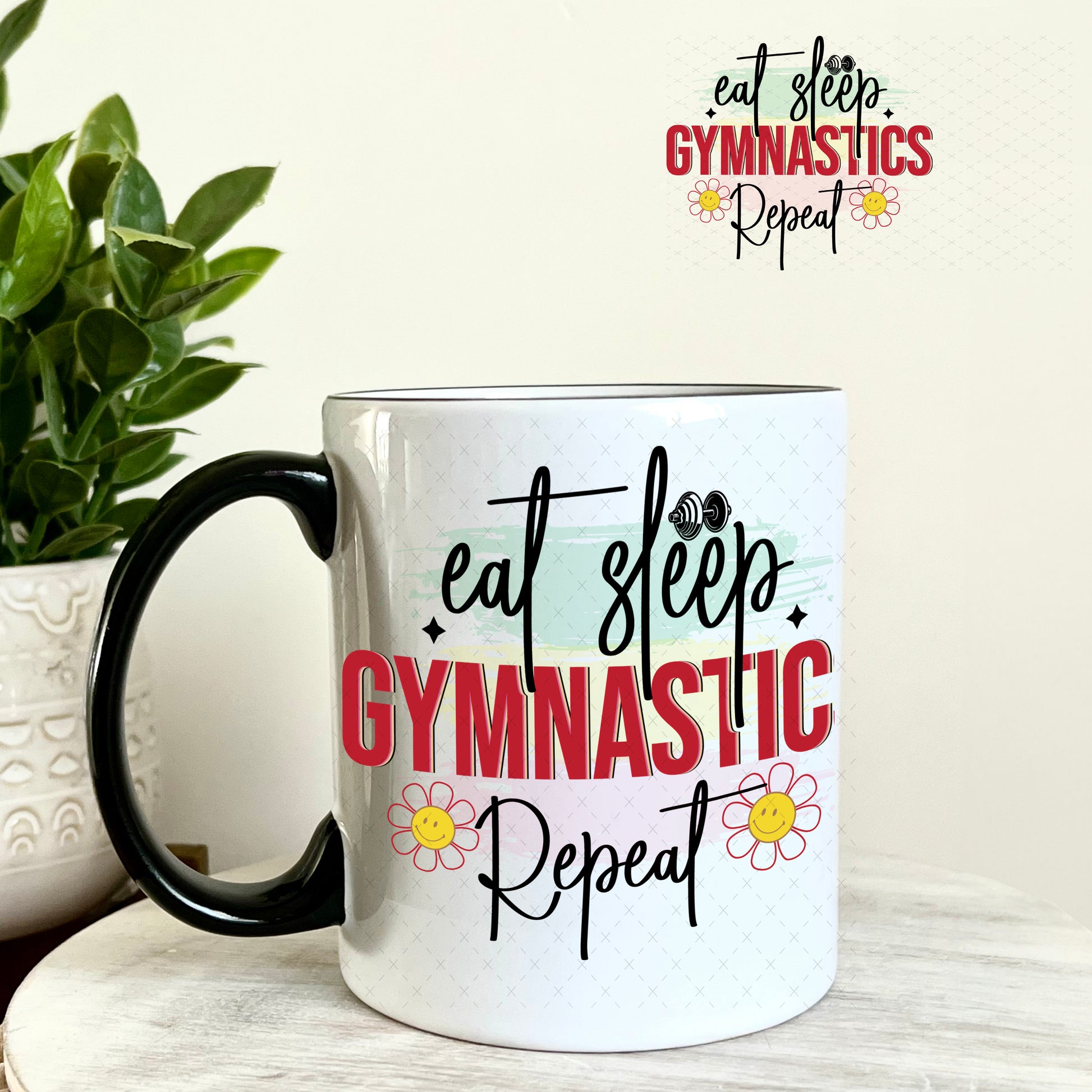 UV DTF Decal - Eat Sleep Gymnastics Repeat 11oz Coffee Mug Weefers