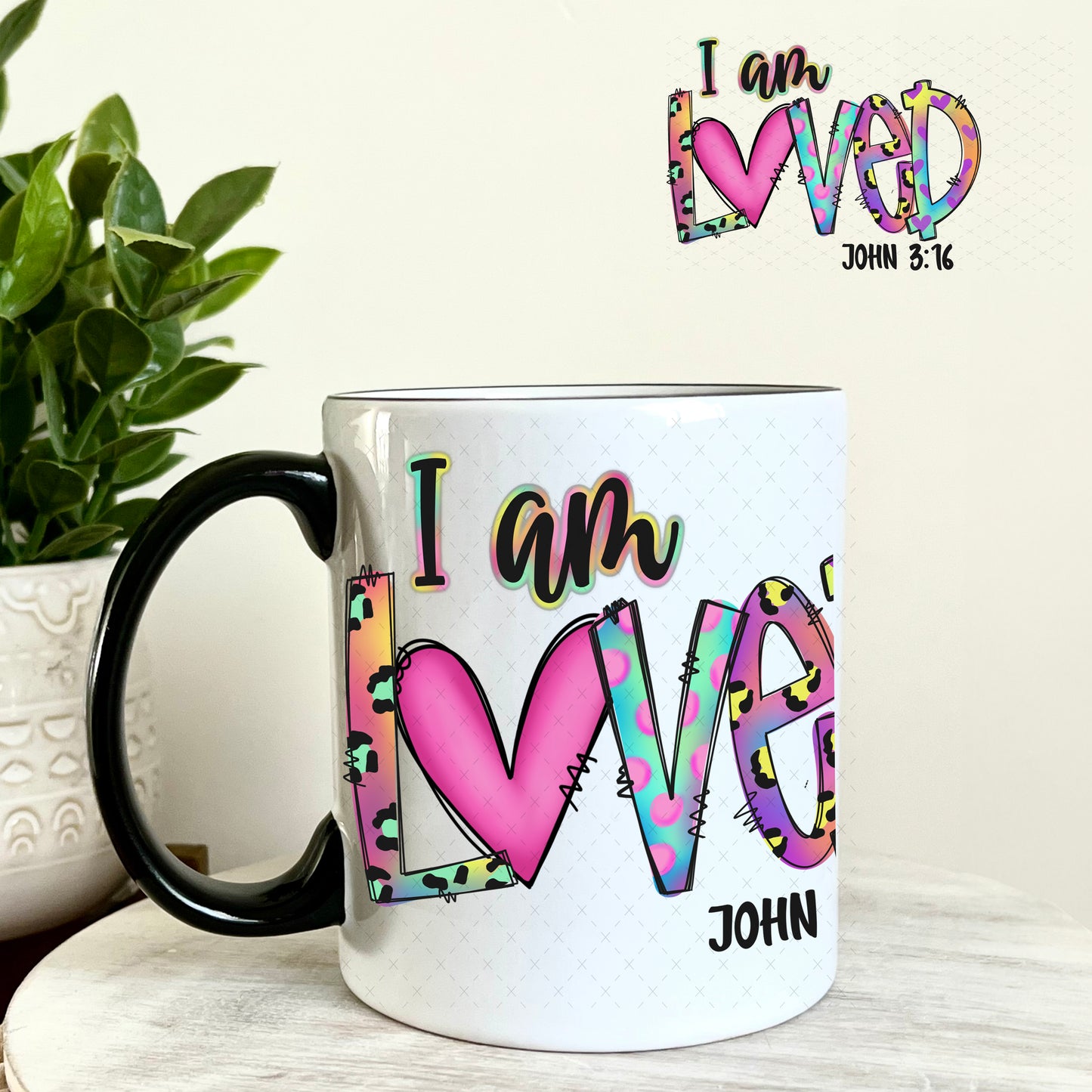 UV DTF Decal - I Am Loved John 3:16 11oz Coffee Mug Weefers