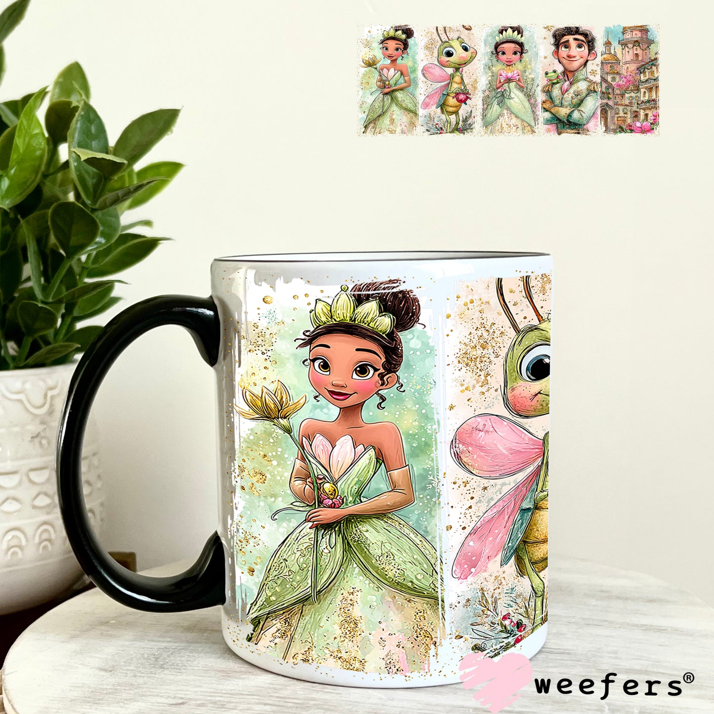 UV DTF Cup Wrap – Green Princess 11oz Coffee Mug Weefers