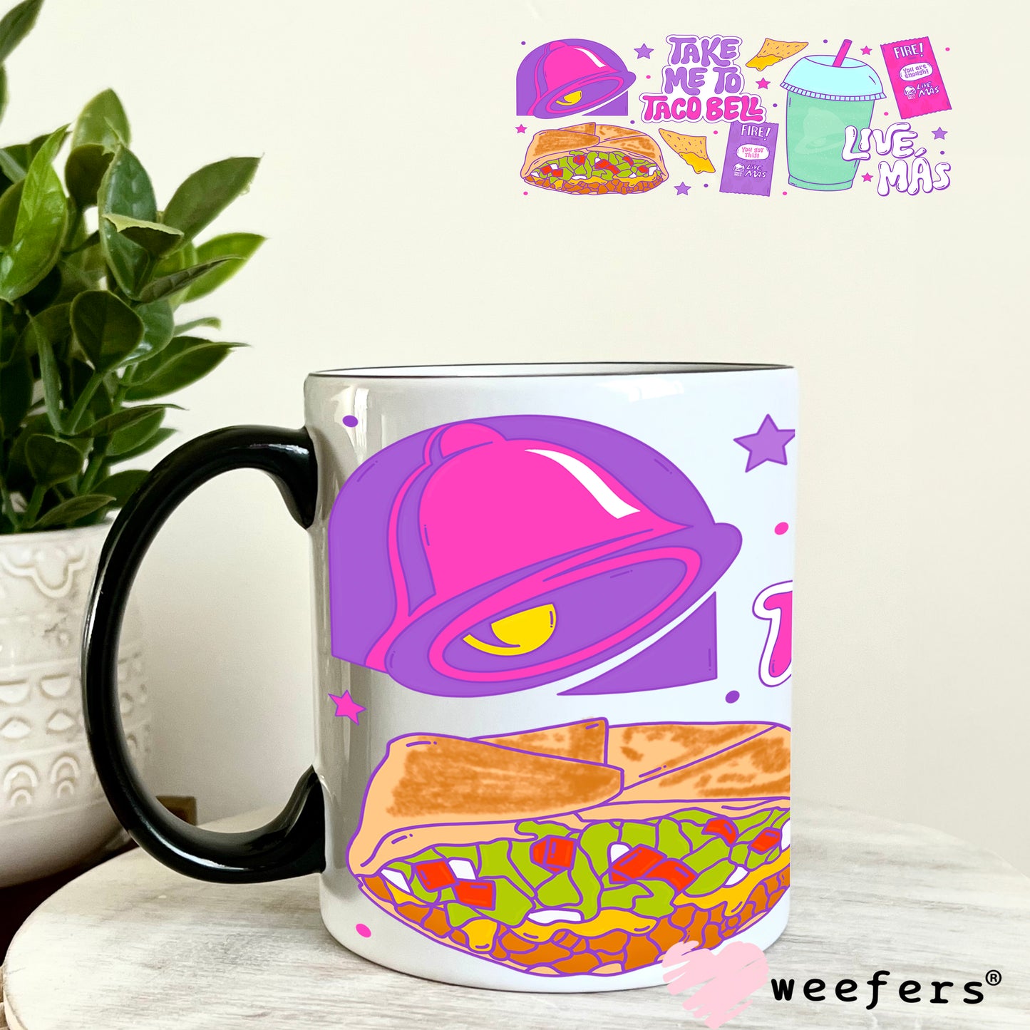 UV DTF Cup Wrap – Take Me To Taco Bell 11oz Coffee Mug Weefers