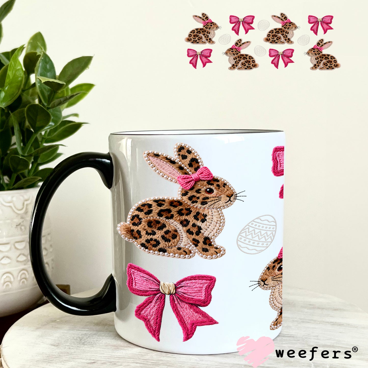 UV DTF Cup Wrap – Leopard Bunnies - Weefers Exclusive 11oz Coffee Mug Weefers