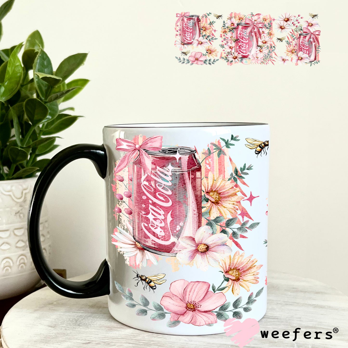 UV DTF Cup Wrap – Cola Floral Soda 11oz Coffee Mug Weefers