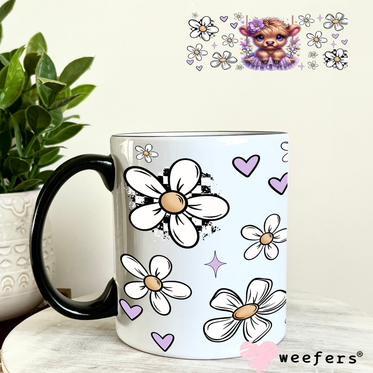 UV DTF Cup Wrap – Baby Cow Purple Tutu 11oz Coffee Mug Weefers
