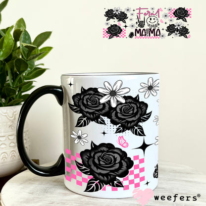 UV DTF Cup Wrap – Feral Mama Pink and Black 11oz Coffee Mug Weefers