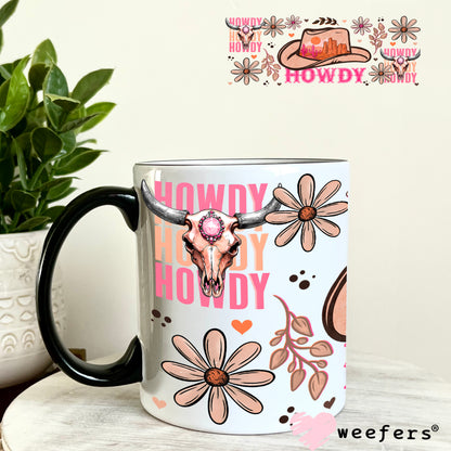 UV DTF Cup Wrap – Howdy Peach and Pink 11oz Coffee Mug Weefers