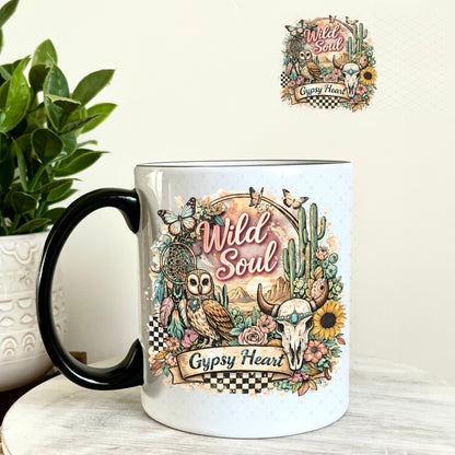 UV DTF Decal - Wild Soul Gypsy Heart 11oz Coffee Mug Weefers