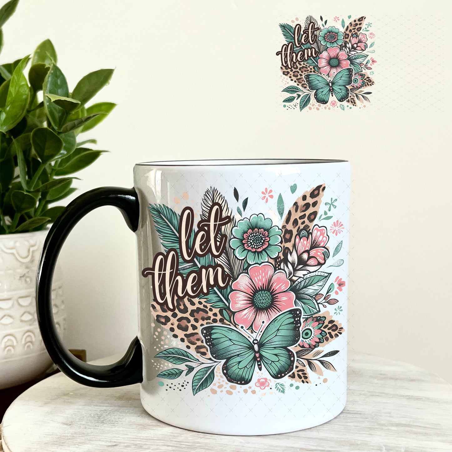 UV DTF Decal - Let Them Mint and Pink 11oz Coffee Mug Weefers
