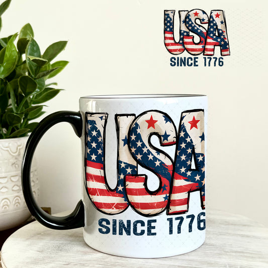 UV DTF Decal - USA Since 1776 4th of July 11oz Coffee Mug Weefers