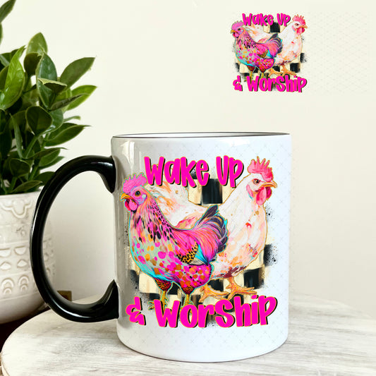 UV DTF Decal - Wake Up and Worship 11oz Coffee Mug Weefers