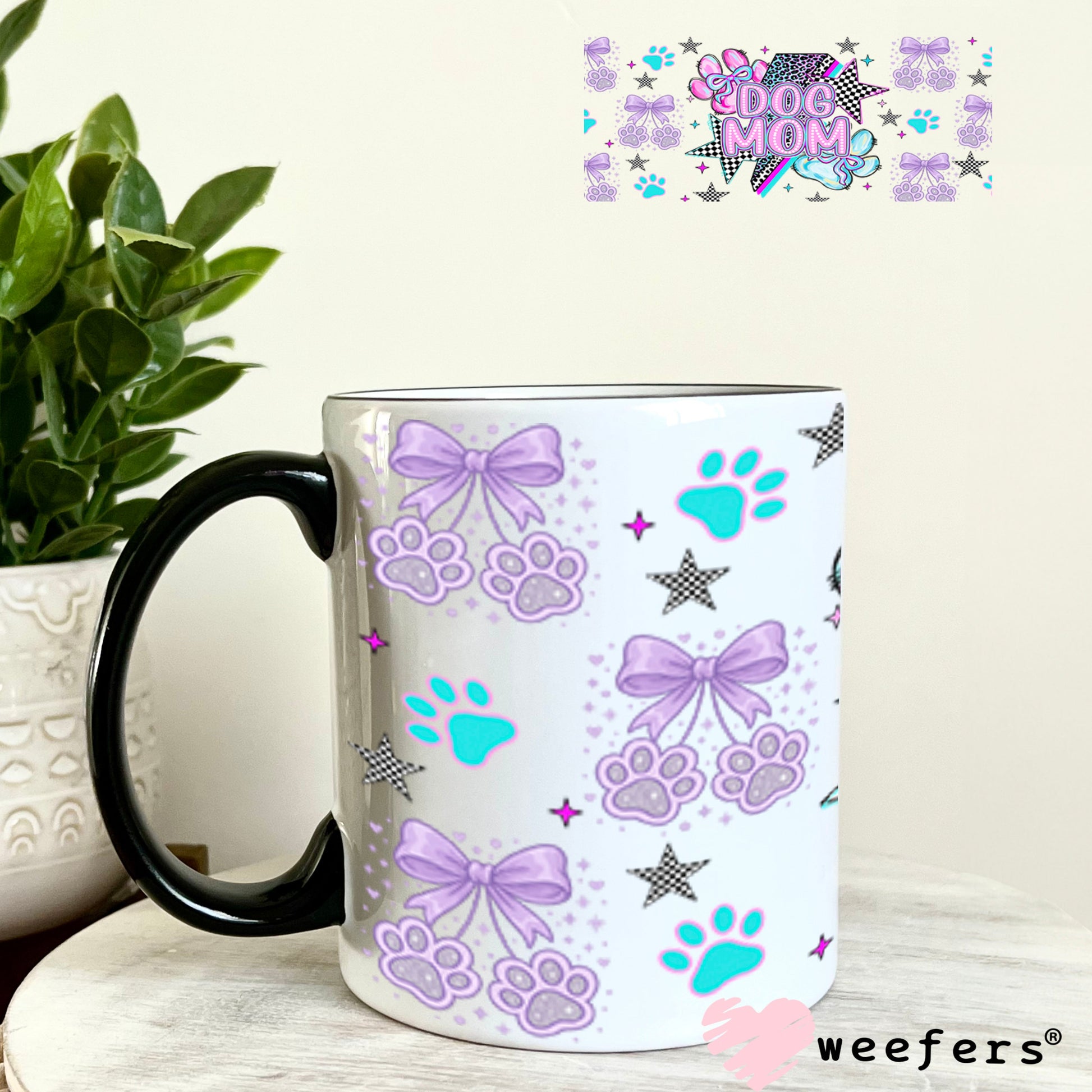 UV DTF Cup Wrap – Dog Mom Lilac Blue - Weefers® Exclusive 11oz Coffee Mug Cup Wrap Weefers